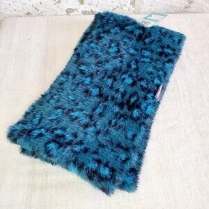 NWT Muk Luks | Electric Blue Faux Fur Infinity Scarf | Cozy Winter Animal Print